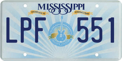 MS license plate LPF551