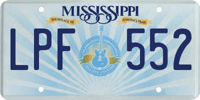 MS license plate LPF552