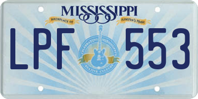 MS license plate LPF553