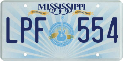 MS license plate LPF554