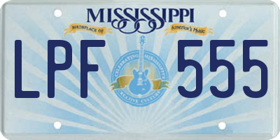 MS license plate LPF555