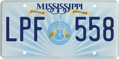 MS license plate LPF558