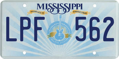 MS license plate LPF562