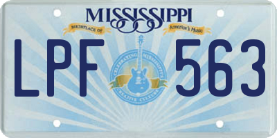 MS license plate LPF563