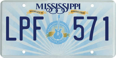MS license plate LPF571