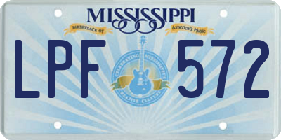 MS license plate LPF572