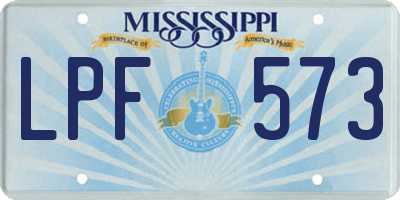 MS license plate LPF573