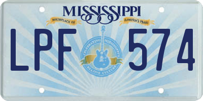 MS license plate LPF574