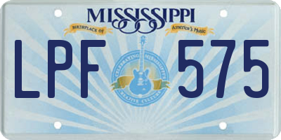 MS license plate LPF575