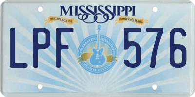 MS license plate LPF576