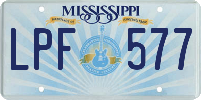 MS license plate LPF577