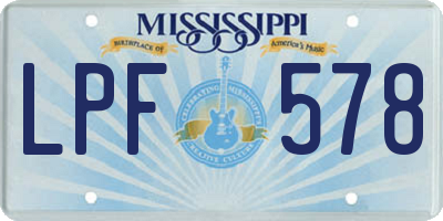 MS license plate LPF578
