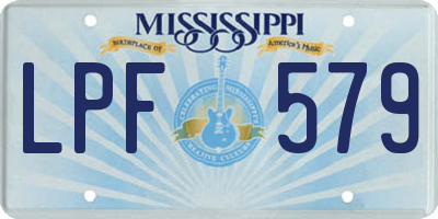 MS license plate LPF579