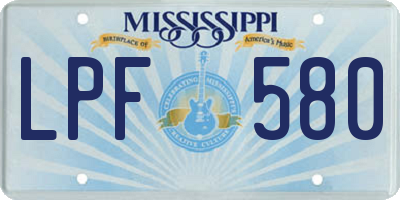 MS license plate LPF580