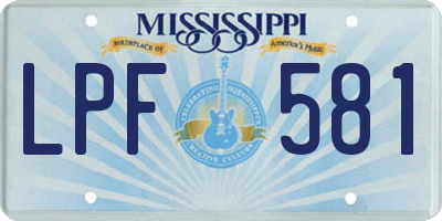 MS license plate LPF581
