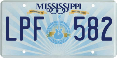 MS license plate LPF582