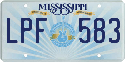 MS license plate LPF583