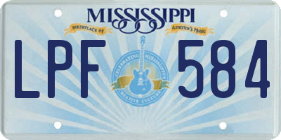 MS license plate LPF584