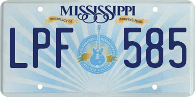 MS license plate LPF585