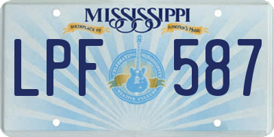 MS license plate LPF587