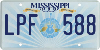 MS license plate LPF588