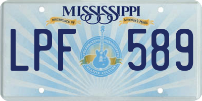 MS license plate LPF589