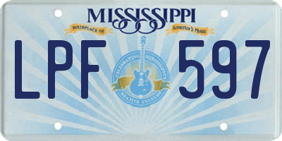MS license plate LPF597