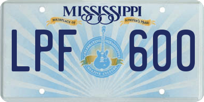 MS license plate LPF600