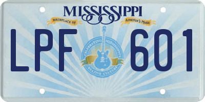MS license plate LPF601