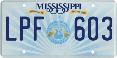 MS license plate LPF603