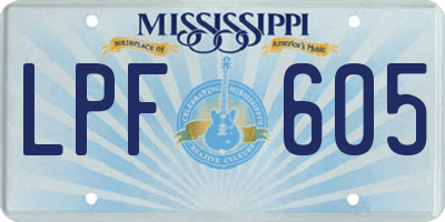 MS license plate LPF605