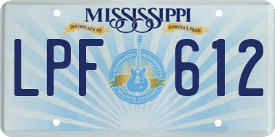 MS license plate LPF612