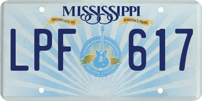 MS license plate LPF617