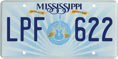MS license plate LPF622