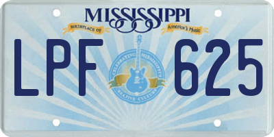 MS license plate LPF625