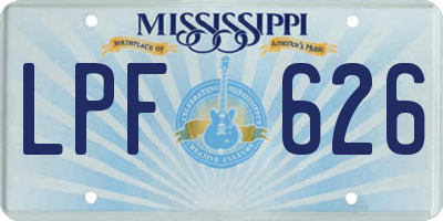 MS license plate LPF626