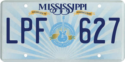 MS license plate LPF627
