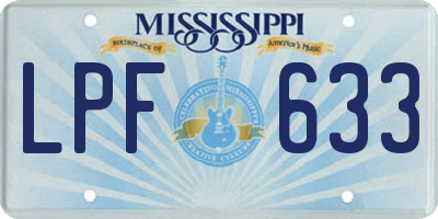 MS license plate LPF633
