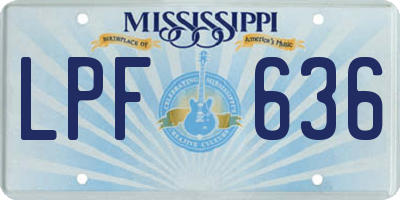 MS license plate LPF636