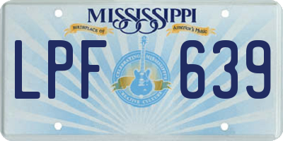 MS license plate LPF639