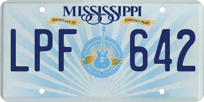 MS license plate LPF642
