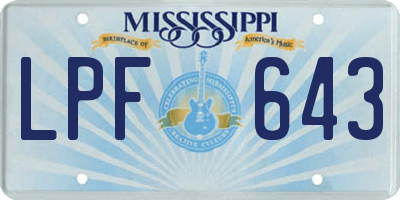 MS license plate LPF643