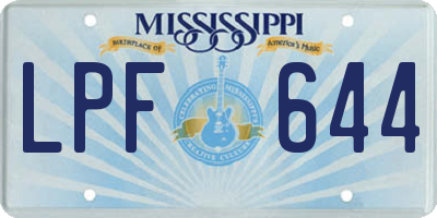 MS license plate LPF644
