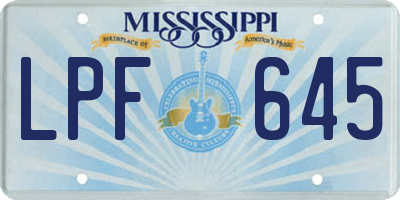 MS license plate LPF645