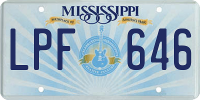 MS license plate LPF646
