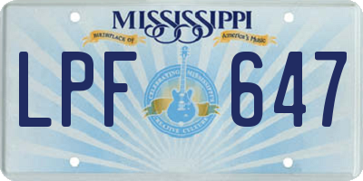 MS license plate LPF647