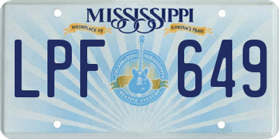 MS license plate LPF649