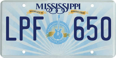 MS license plate LPF650