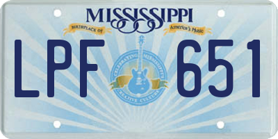 MS license plate LPF651