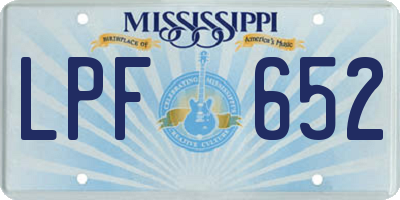 MS license plate LPF652